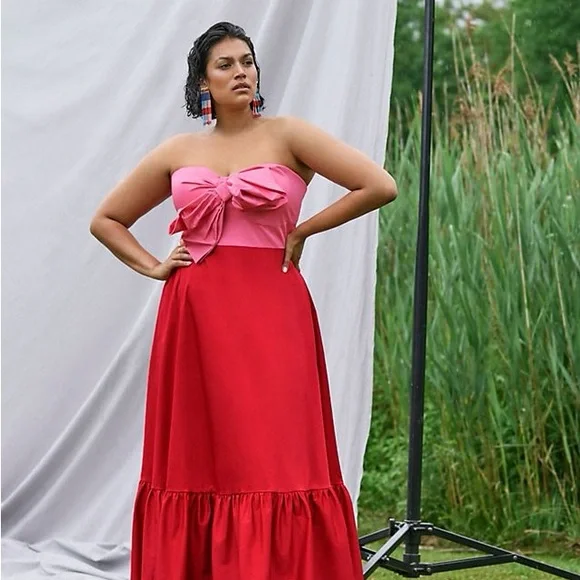 Anthropologie | Dresses | Anthropologie Pink And Red Maxi Dress | Poshmark